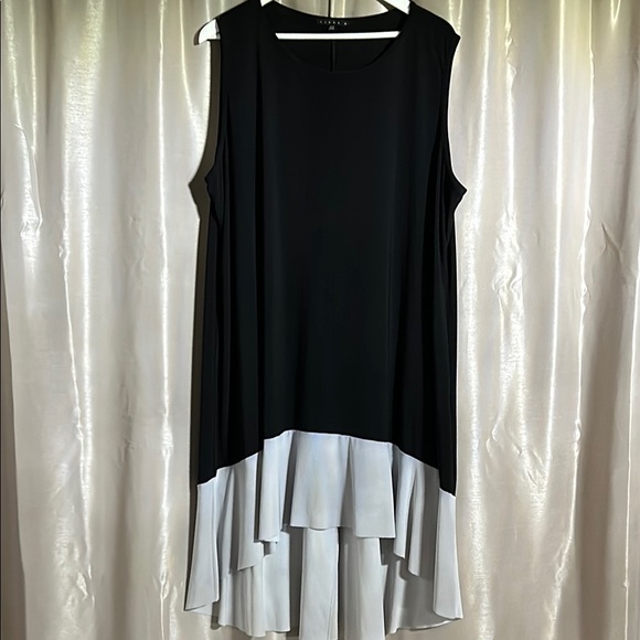 Eileen Fisher Black and Gray High Low Cocktail Dress - Picture 1 of 5